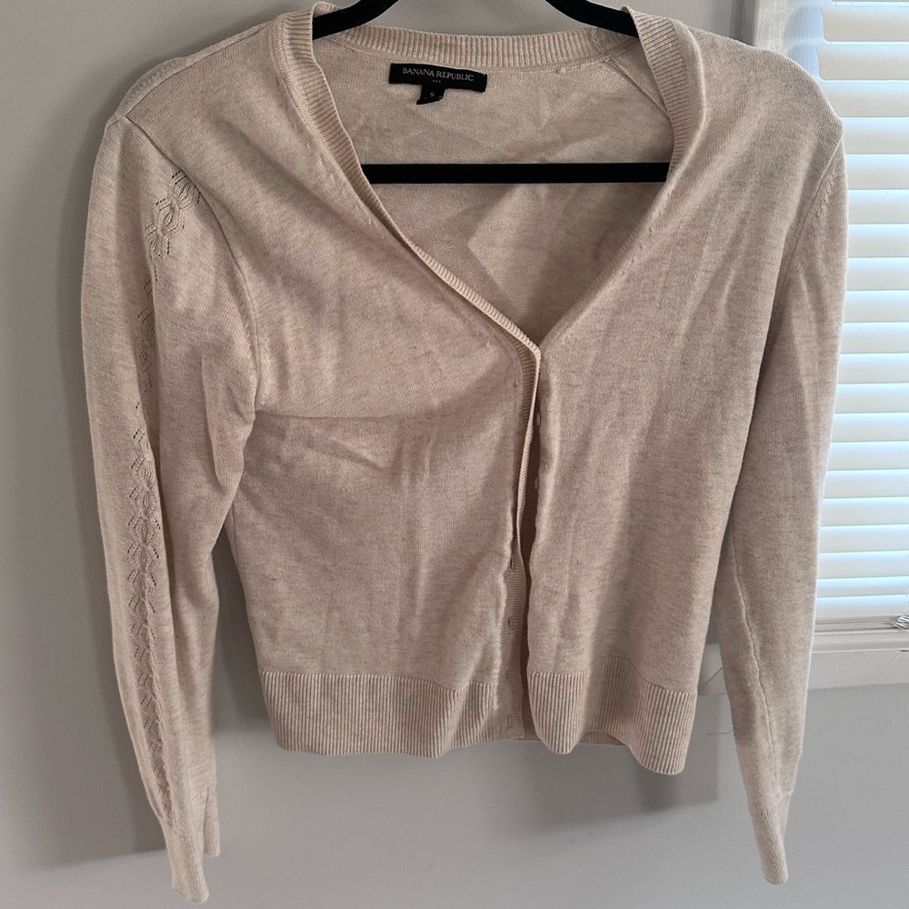 Banana Republic Light Cream V-Neck Cardigan